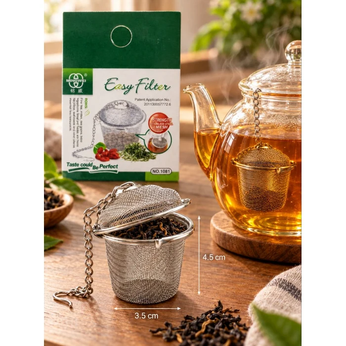 صافی چای استیل مدل قابلمه ای زنجیردار MINGWEI
