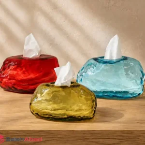 فروش عمده جا دستمال کاغذی بلور رنگی دفرمه