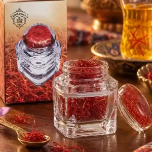 بانکه زعفران اکریلیک مربعی با درب طرح زعفران
