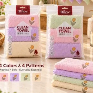 ست دستمال میکروفایبر طرح گل لاله 3 عددی BILOV