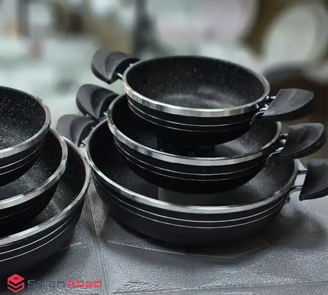 فروش عمده ست ماهیتابه دو دسته گرانیتی 3 تایی