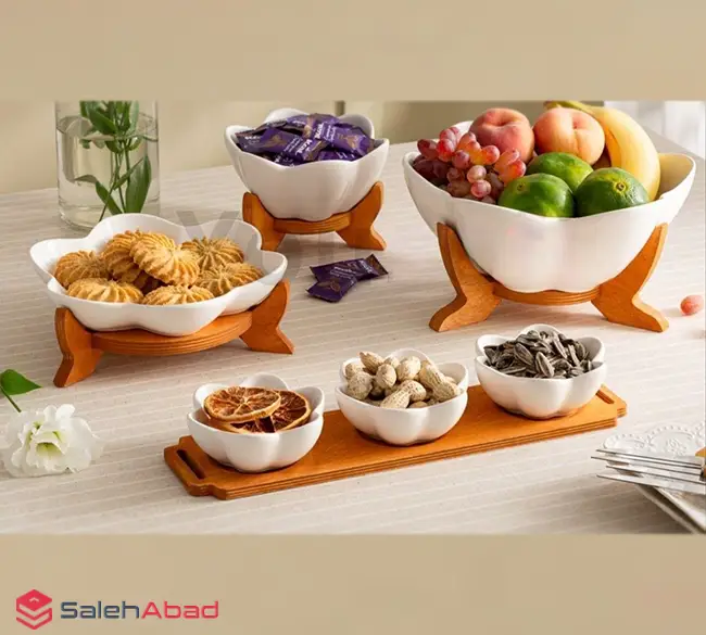 فروش عمده سرویس پذیرایی سرامیکی گل زیر چوبی