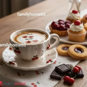 فروش عمده فنجان نعلبکی آلبالو برجسته