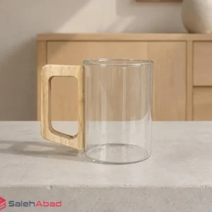 فروش عمده ماگ پیرکس استوانه دسته چوبی