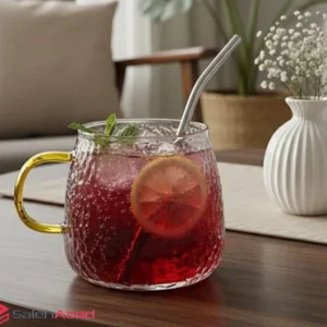فروش عمده لیوان پیرکس دسته طلایی برفی