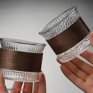 فروش عمده نیم لیوان پیرکس دور چوبی