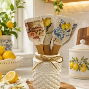 کفگیر چوبی طرح‌ دار دکوری