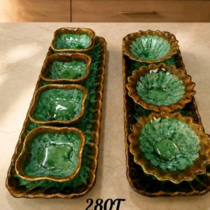 اردو خوری پیاله‌ ای سینی‌ دار طرح شره‌ ای