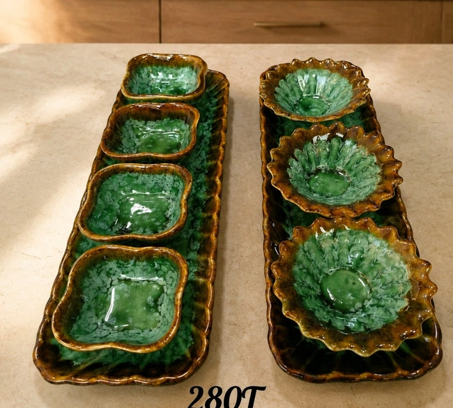 اردو خوری پیاله ای سینی دار طرح شره ای