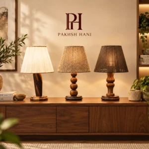 فروش عمده آباژور رومیزی پایه چوبی کنفی