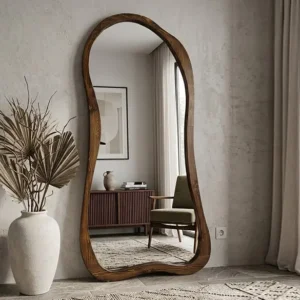 آینه قدی دفرمه با قاب چوبی