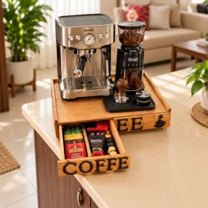استند کافی بار رومیزی چوبی طرح COFFEE