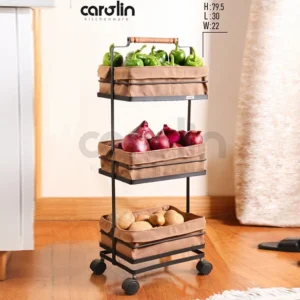 جا سیب‌ زمینی و پیاز ۳ طبقه فلزی چرخدار CAROLIN