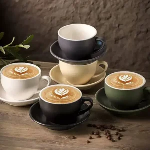 فنجان و نعلبکی سرامیکی لته‌ خوری ۳۰۰ میل