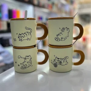 فروش عمده ماگ سرامیکی درب دار طرح گربه